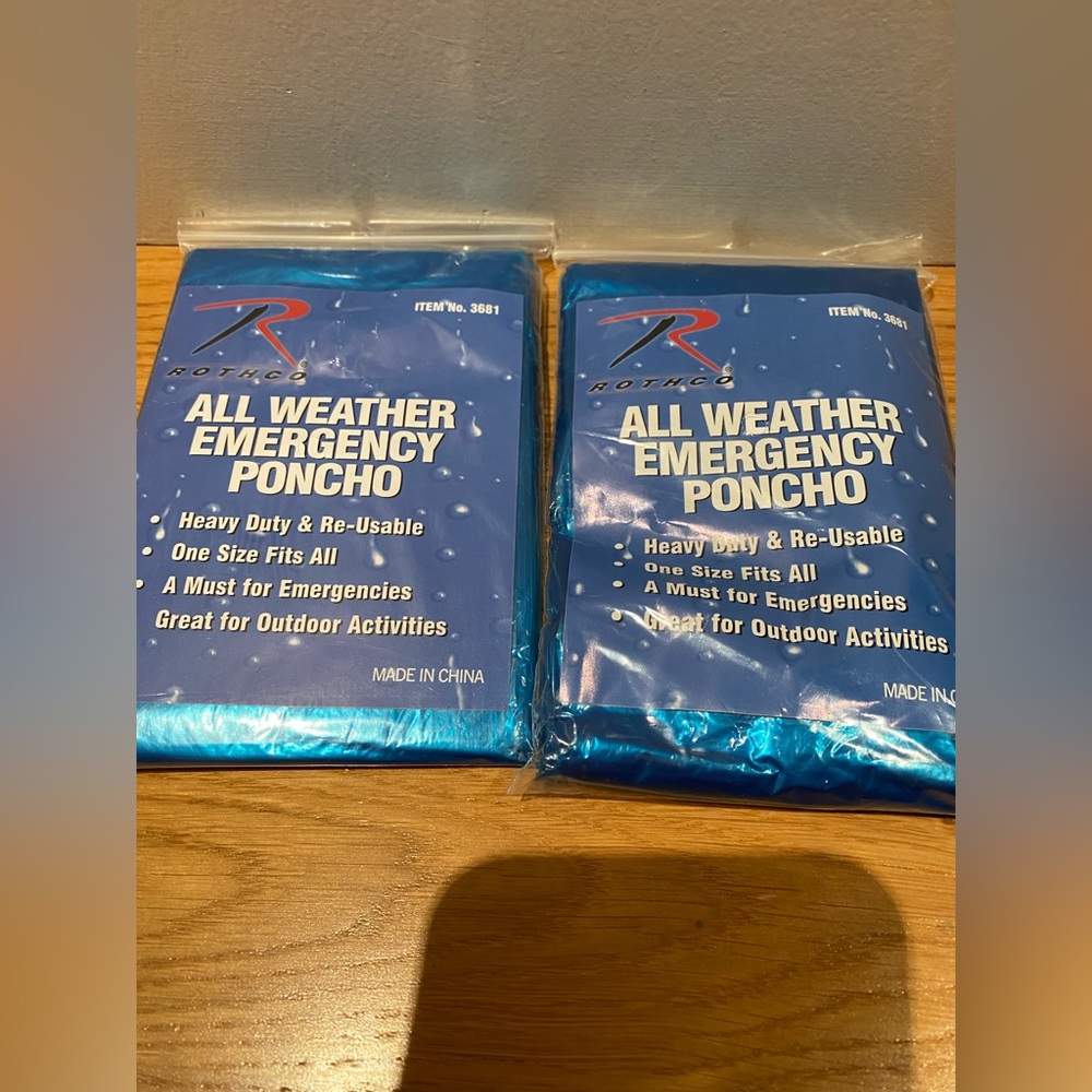 NWT Rothco All weather Plastic poncho in blue.